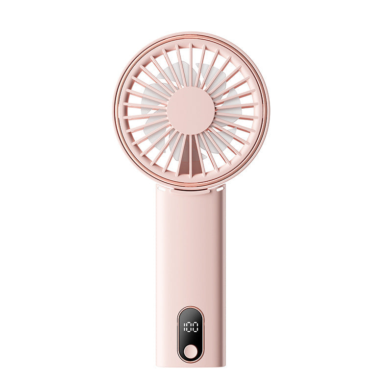 Mini Foldable Handheld Fan Portable Rechargeable Fan Phone Stand With Lanyard & Battery Display