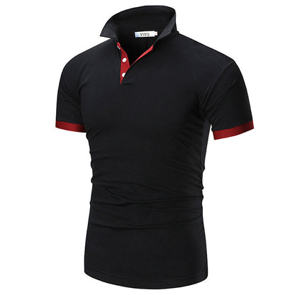 Men's Regular-fit Short-Sleeve Polyester Lapel Polo Shirt
