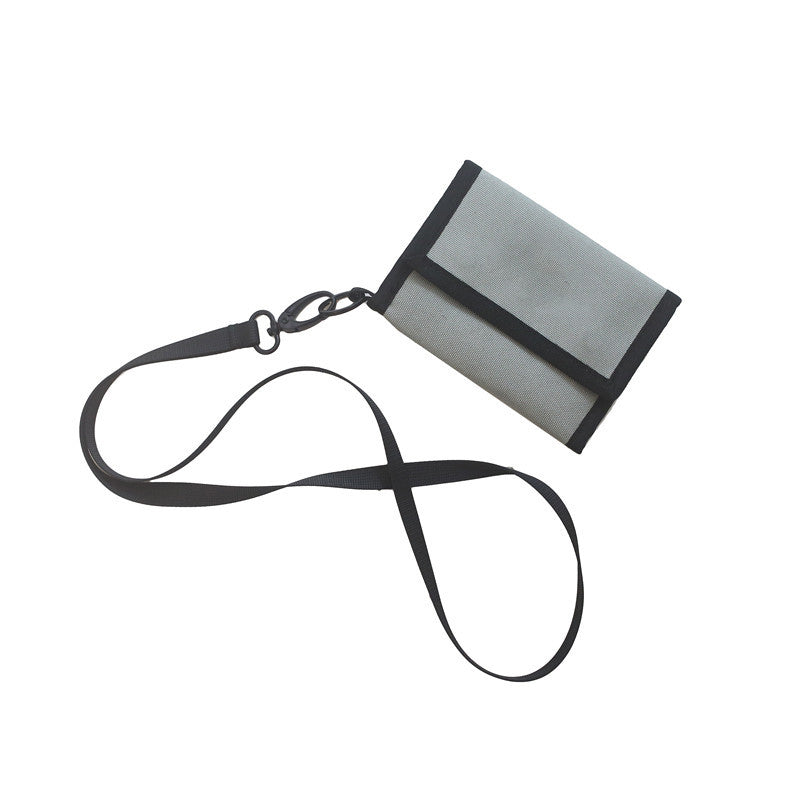Trifold Biker's Silm Portable Neck Wallet Cards Holder W/Hanging Lanyard Oxford Neck Purse