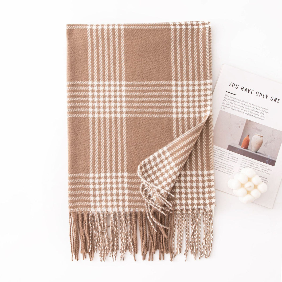 Light Camel White Check