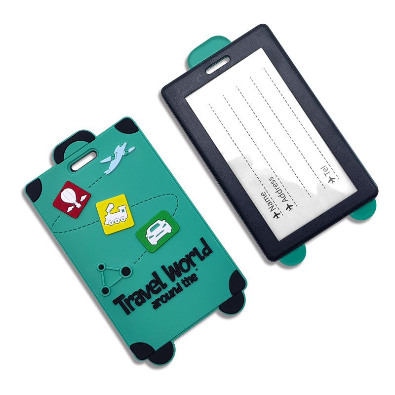 Custom Suitcase Shaped 3D Raised Soft PVC Luggage Tag For Travel Baggage Identification
