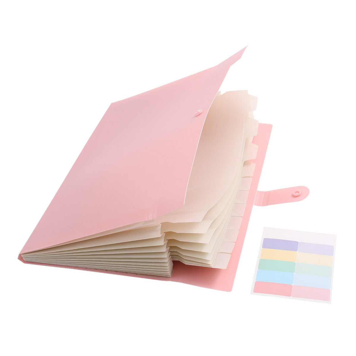 8-Pocket A4 Accordion File Folder Document Organizer W/ Snap Closure Label Stickers