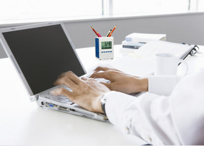 Creative Digital Thermometer Pen Holder Calendar Clock