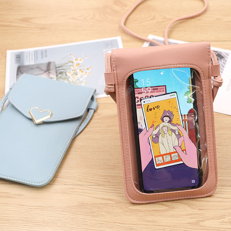 Touch Screen PU Leather Purse Bag Small Crossbody Bag Mini Messenger Bag Single Shoulder Handbag