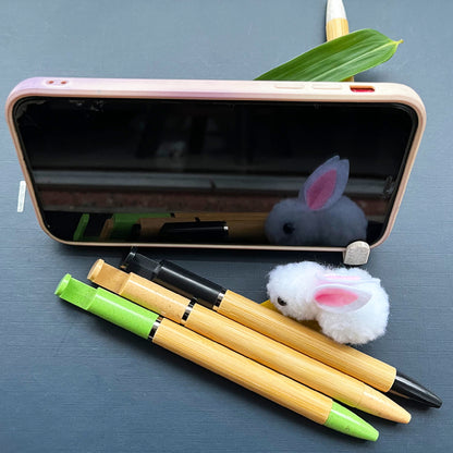Bamboo Ballpoint Pen Eco Friendly Pen with Phone Holder Buckle for Phone