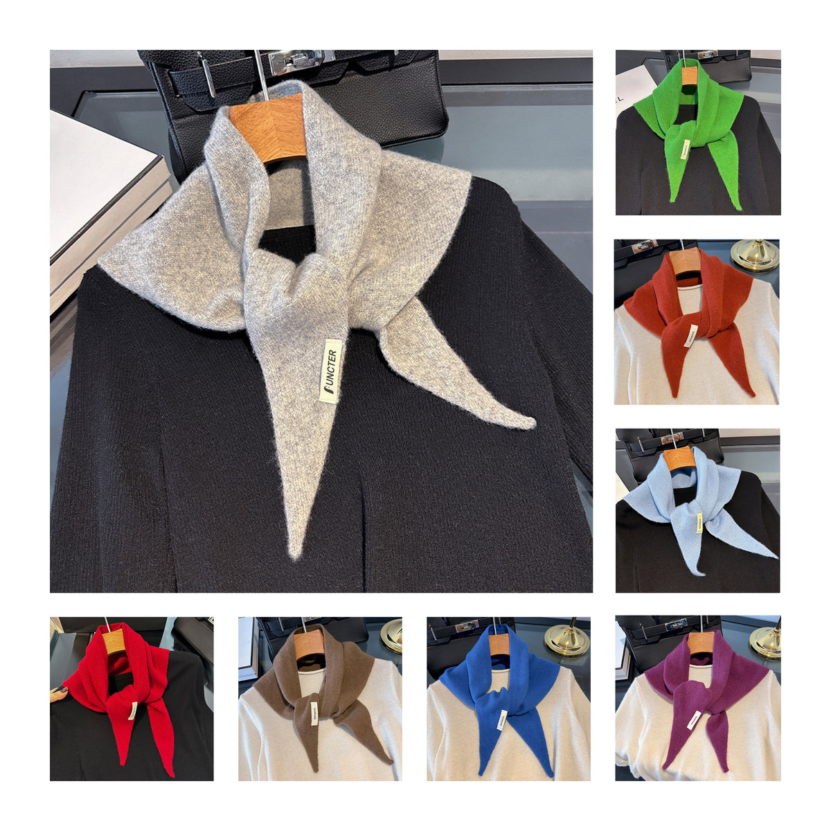 Soft Wool Triangle Scarf for Women - 15.7" x 43.3" Stylish Neck Wrap