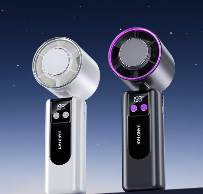 Freezy Personal Fan Refrigeration Fan Handheld Fan W/ 1-199 Stepless Adjusting & Battery Status