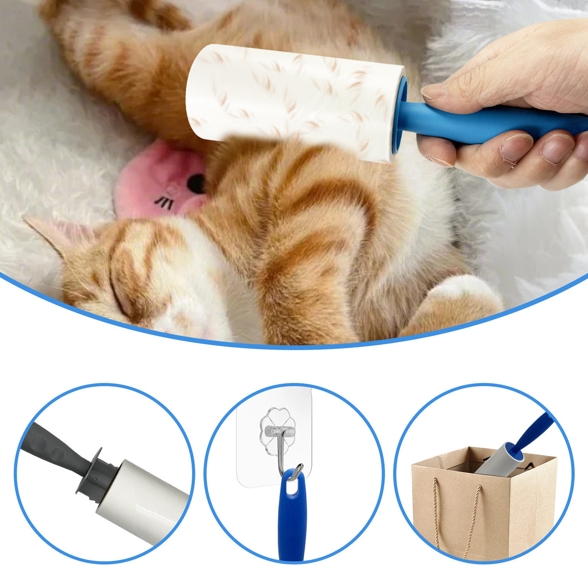 Lint Roller 60 Sheets, PP Handle, Sticky Pet Hair Remover