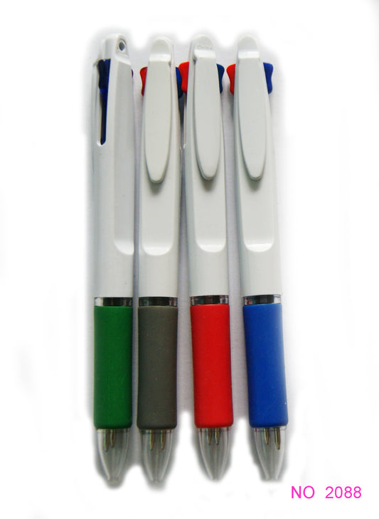 2 Ink Color Flat Barrel Ballpoint Pen w/Vinyl Grip