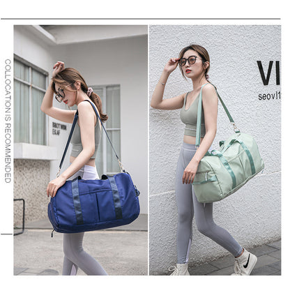 Travel Duffel Bag Sport Gym Bag Nylon Tote Bag Swimming Bag with Shoe Pouch&Wet Pocket