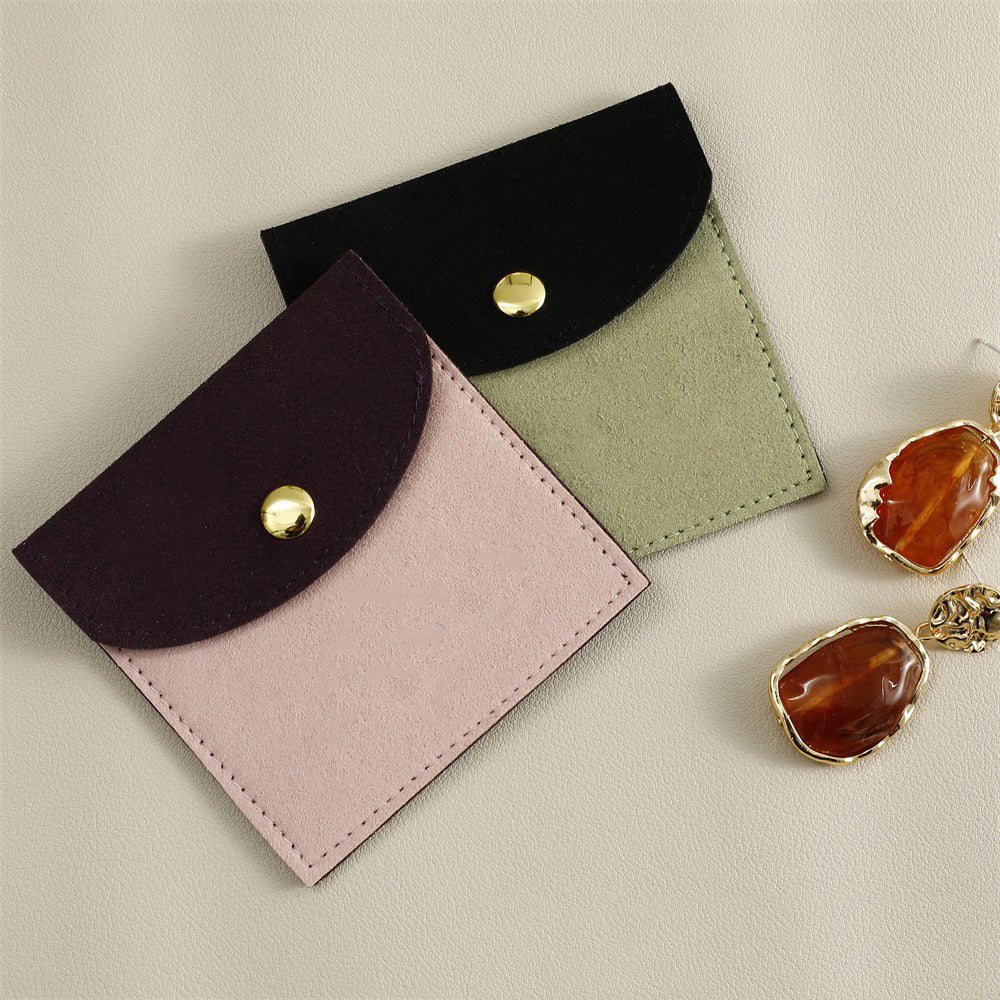 3.2" Color-blocked Microfiber Bag Snap Closure Jewelry Pouch Packaging Bag Boutique Gift Bag