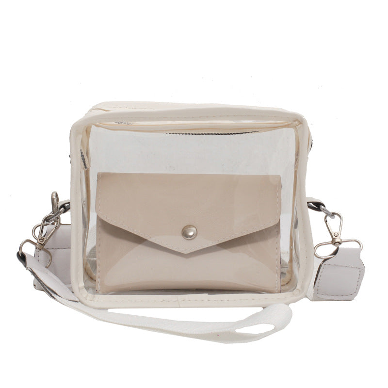 PVC Transparent Crossbody Bag Single Shoulder Bag W/One Separate Pouch