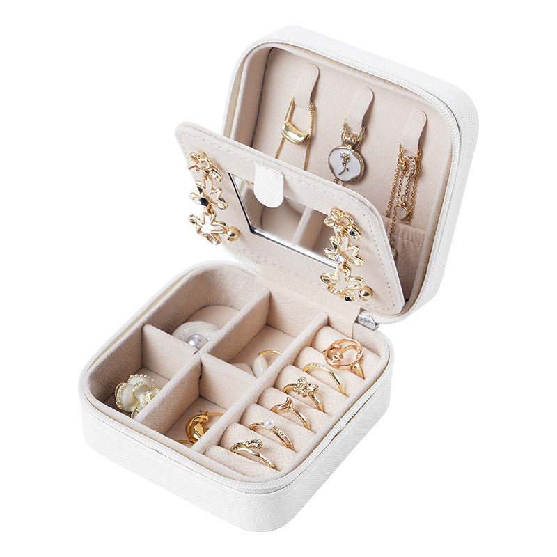 PU Jewelry Box Travel Mirror Jewelry Case Gift Boxes Pendant Box