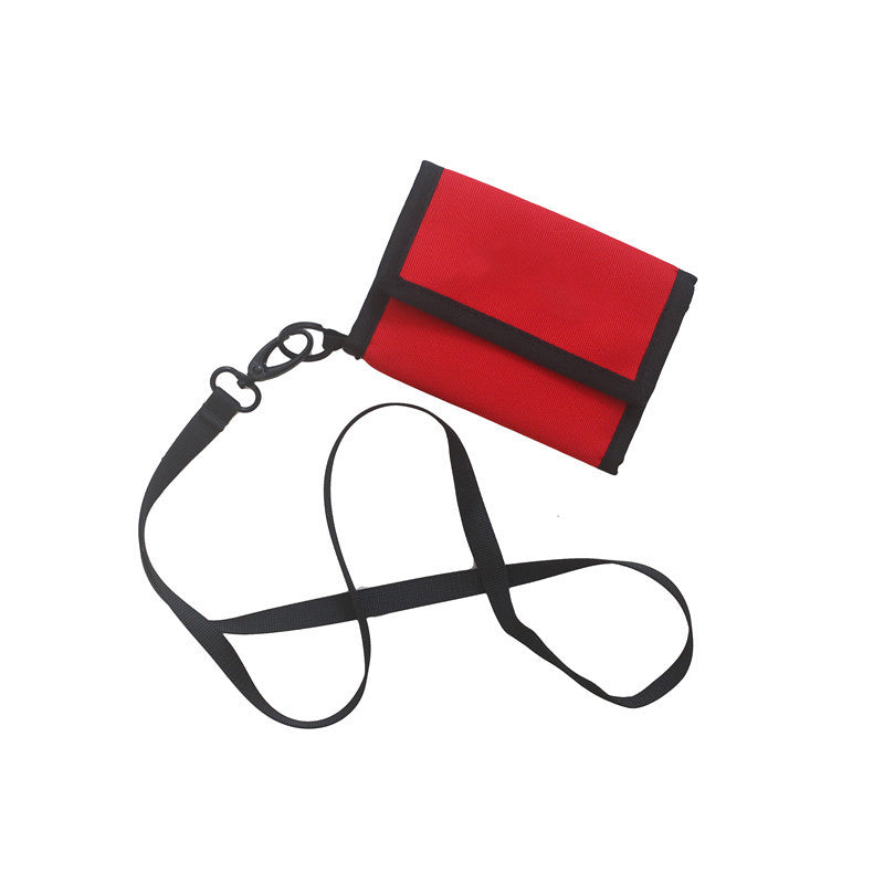 Trifold Biker's Silm Portable Neck Wallet Cards Holder W/Hanging Lanyard Oxford Neck Purse