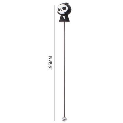 7.68 L Stainless Steel Skull Head Top Beverage Stirrers Coffee Stick