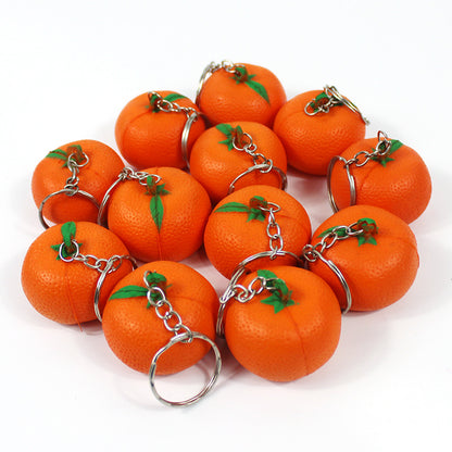 Simulated Orange Stress Reliever Ball Keychain