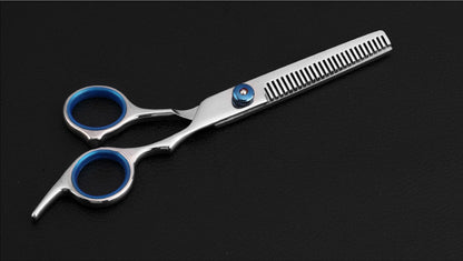 6'' Stainless Steel Tooth Scissors Hair Hairdressing w/Finger Rest(Blue & Pink)
