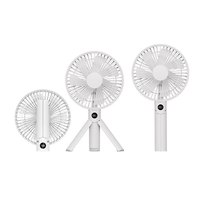 USB Rechargeable Foldable Handheld Tripod Stand Camping Fan W/ Digital Display
