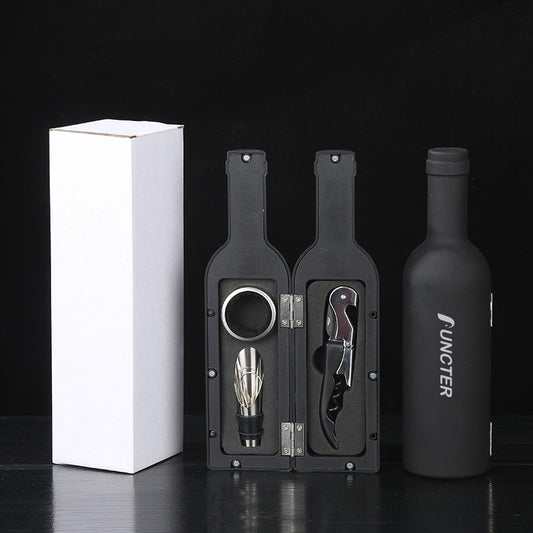 Waiter's Corkscrew Wine Bottle Shaped Silver Neck Corkscrew Set (White Box) -3 Piece