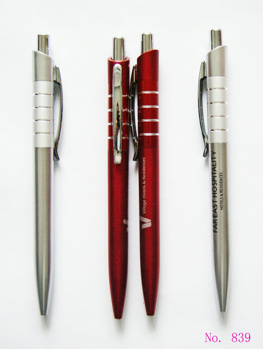 Hotel Retractable Ballpoint Pen w/Metal Clip