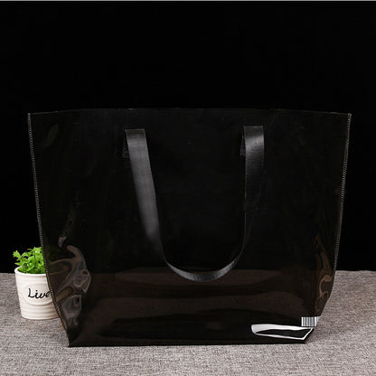17.7x13.8" PVC Transparent Waterproof Tote Bag Clear Shoulder Bag For Shopping Outdoors