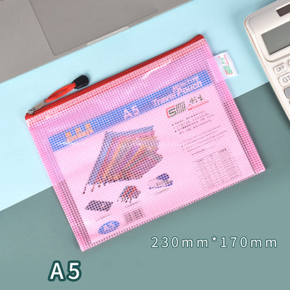 A5 Size Mesh Zipper Pouch Document Holder Bag File Document Pouch For School Office