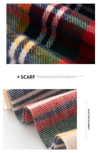 79'' Polyester Tartan Scarf Warm Autumn Winter Scarf Fringed Scarf - Embroidery