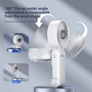 1800mAh Foldable Hanging Neck Cooling Mini Fan Speed (1-100) LED Display