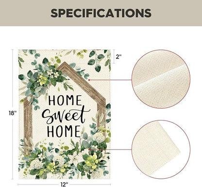 Colorlife Home Sweet Home Spring Floral Garden Flag 12x18" Double Sided Outside