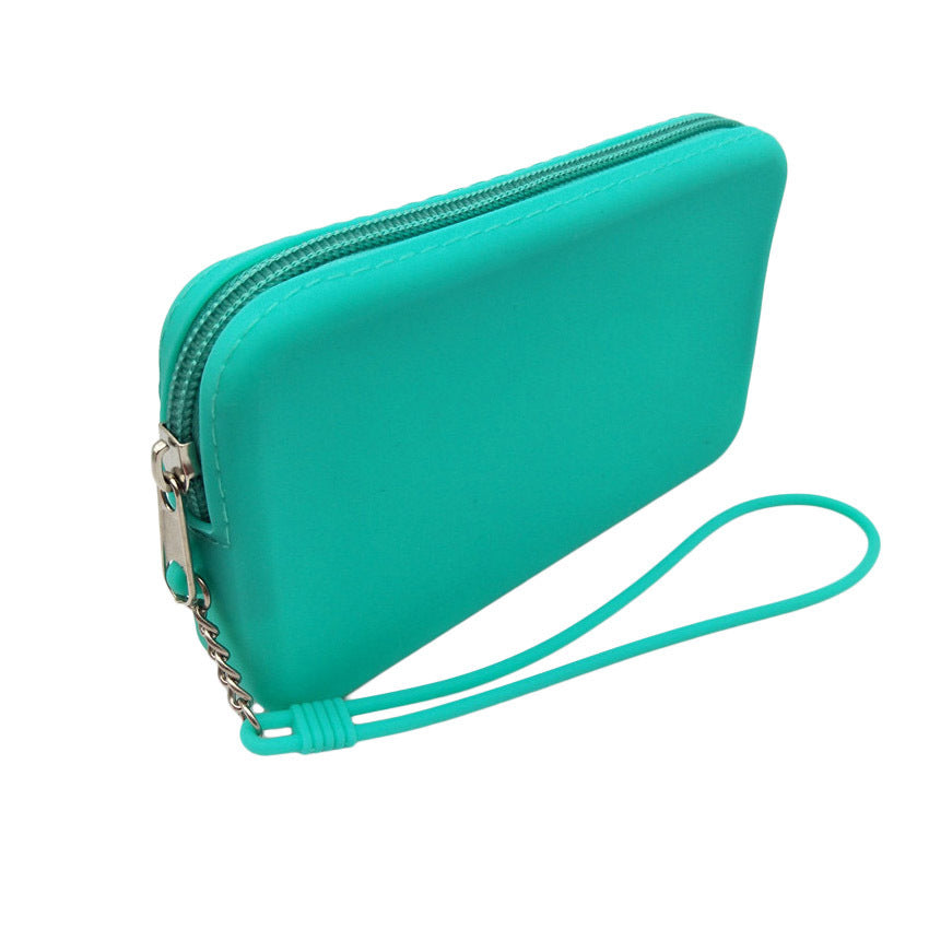 Portable Multi Purpose Soft Silicone Zipper Bag Organizer Purse With Handle