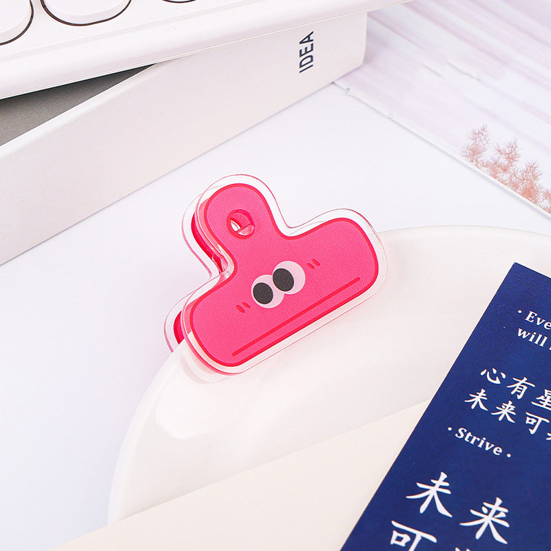 Long Tail Clamps Acrylic Album Memo Clip Bag Binder Sealing Clip Food Bag Clamp-Two Sides Printing