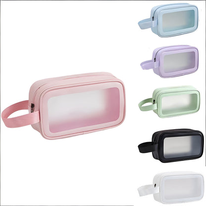 Small Single Handle Frosted Transparent PVC Travel Makeup Gag