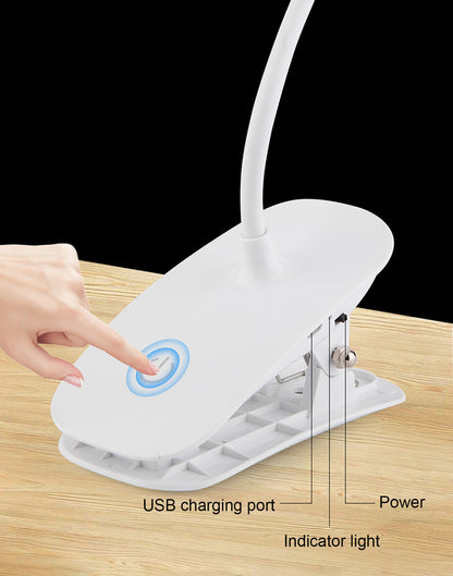 3-level Brightness LED USB Rechargeable Touch Control Reading Clip Desk Lamp