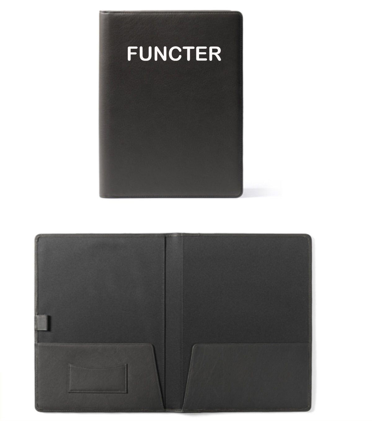 Outside Leather Inner PU Pocket Folder