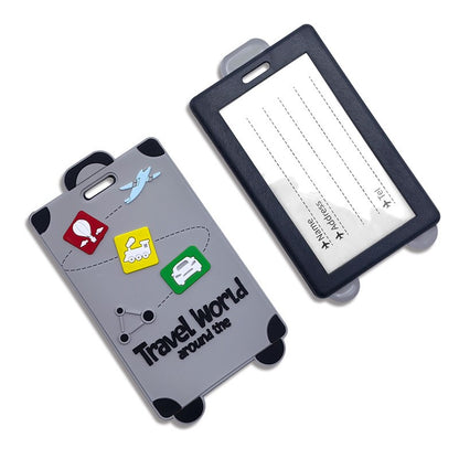 Custom Suitcase Shaped 3D Raised Soft PVC Luggage Tag For Travel Baggage Identification