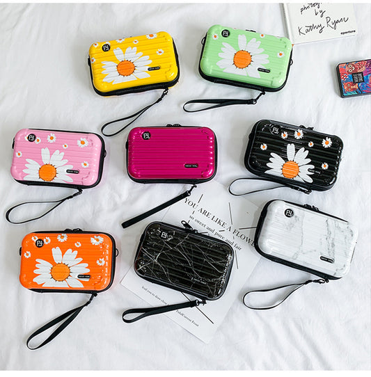 PC Hard-Shell Crossbody Square Bag Multifunctional Travel Companion with Toiletry/Makeup Storage