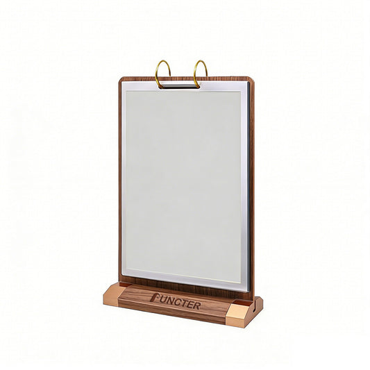 A5 Wooden PVC Page Turner Card Stand Flip Menu Holder