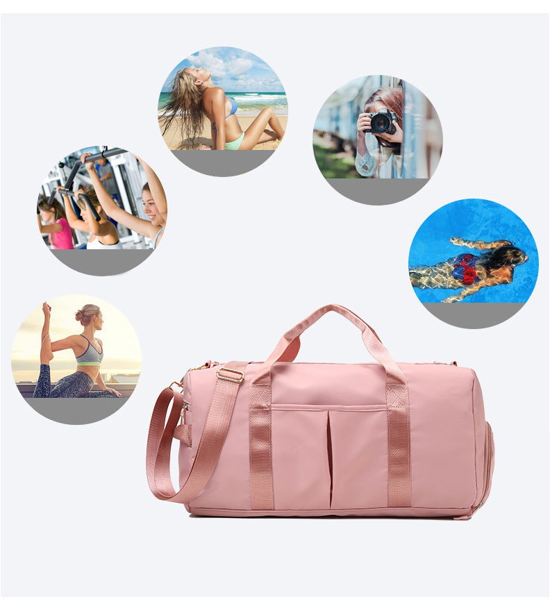 Travel Duffel Bag Sport Gym Bag Nylon Tote Bag Swimming Bag with Shoe Pouch&Wet Pocket