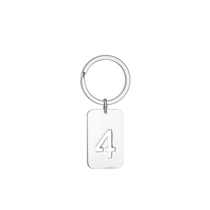 Number 4 Rectangular Tag Keychain 32 x 20 mm