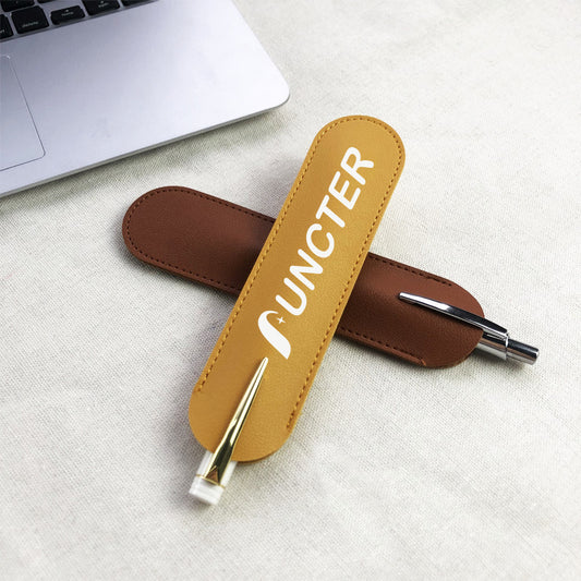 Slim PU Leather Pencil Case - Minimalist Portable Pen Pouch For School, Office & Travel
