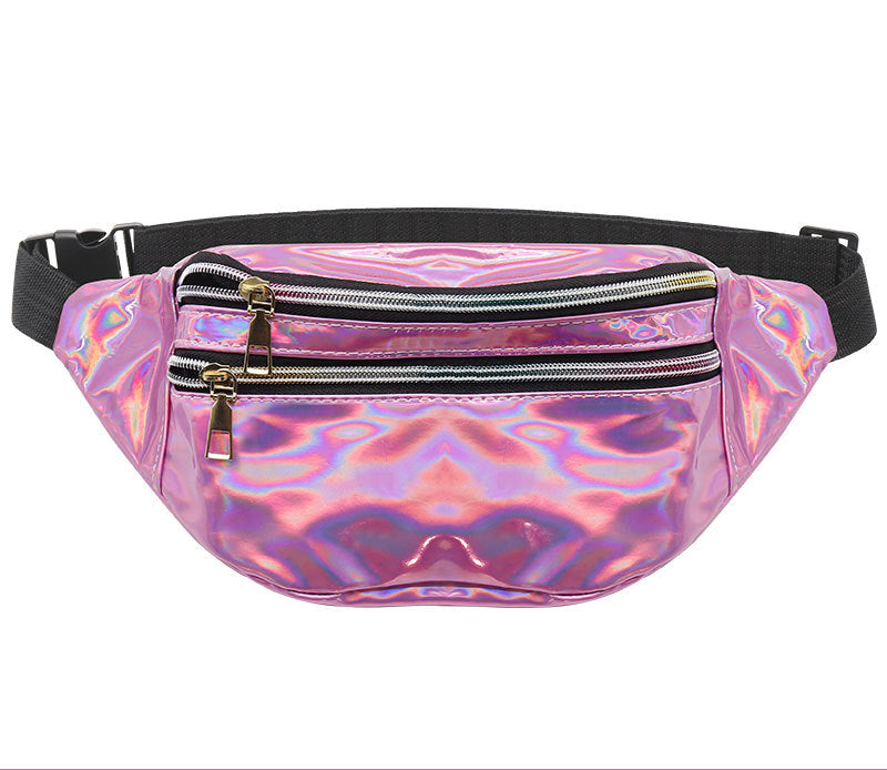 Waterproof Holographic Fanny Pack Shiny Waist Pack Luminous Waist Bag
