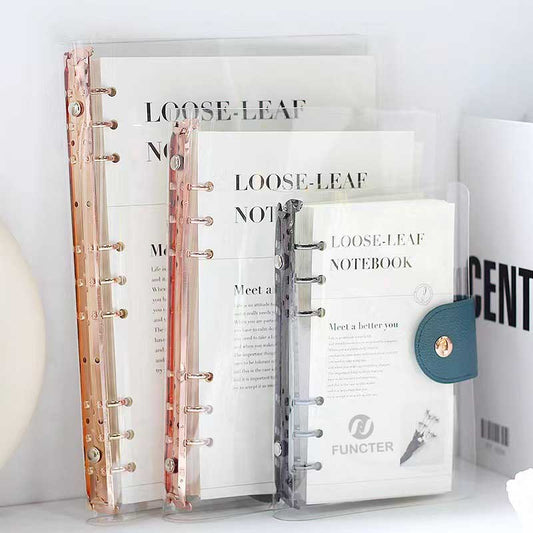 A6 Transparent PVC 6-Ring Loose-Leaf Notebook, Planner Binder Journal