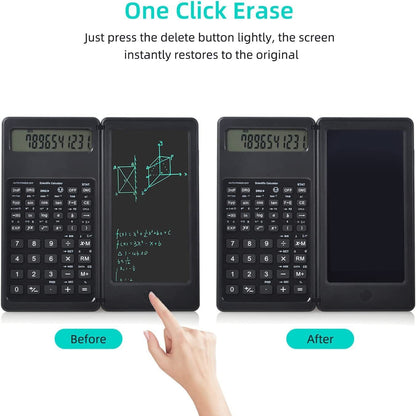 3" 1 Intelligent Folding Portable Scientific Function Calculator with LCD Writing Notepad