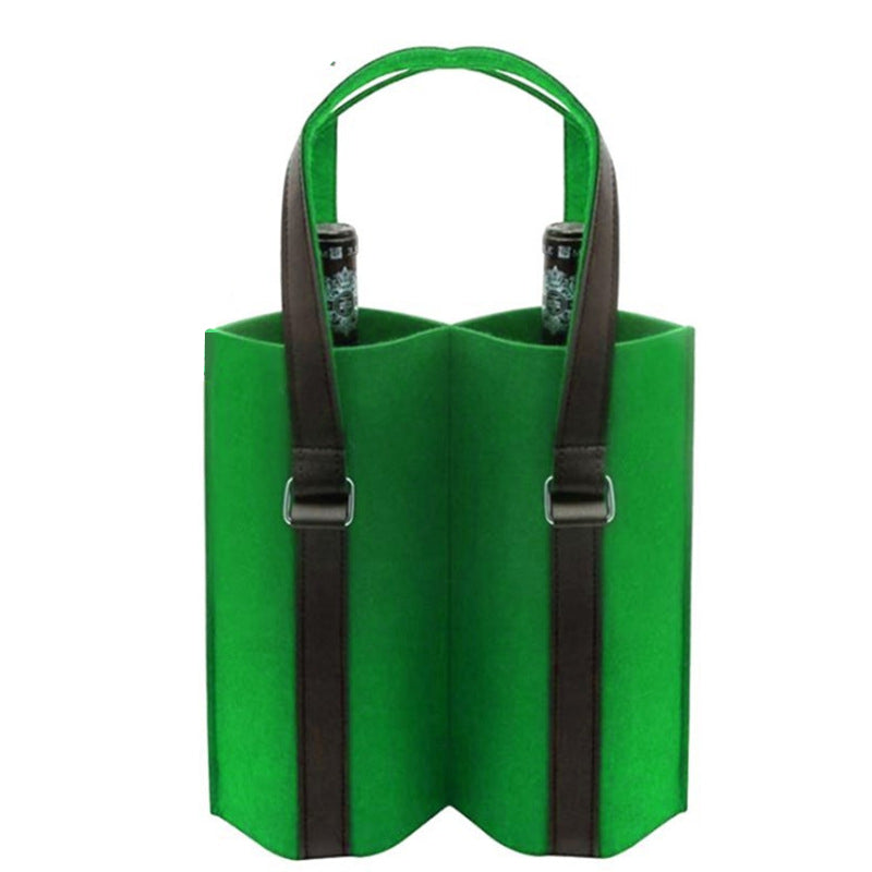 Wine Bottle Double Felt Sleeve w/PU Strap