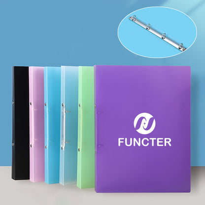 A4 Plastic 4-Ring Binder Document Organizer Folder Rounded Rings Binder