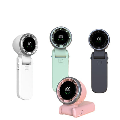 Mini Handheld Fan W/ 1-100 Stepless Adjusting & Battery Status