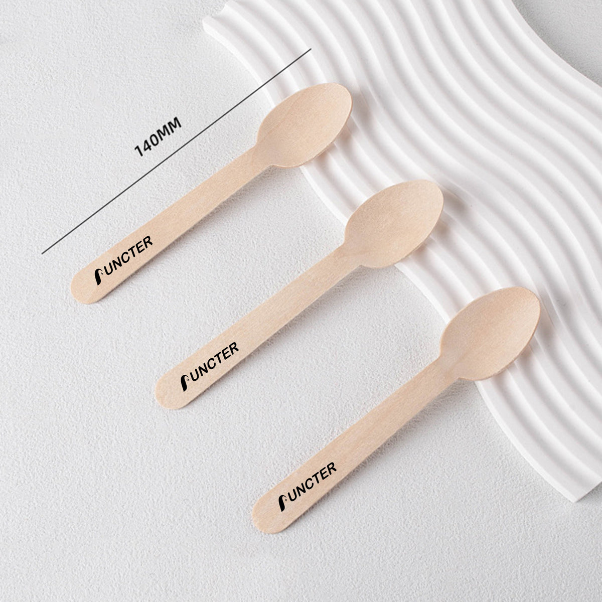 5.5" L Eco-Friendly Wooden Tasting Spoons for Cake Cocoa Coffee Ice Cream