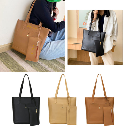 Women PU Leather Single Shoulder Bag W/ small pouch