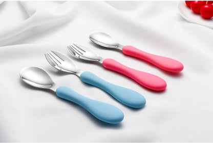 304 Stainless Steel & Silica Gel Fork Spoon Set
