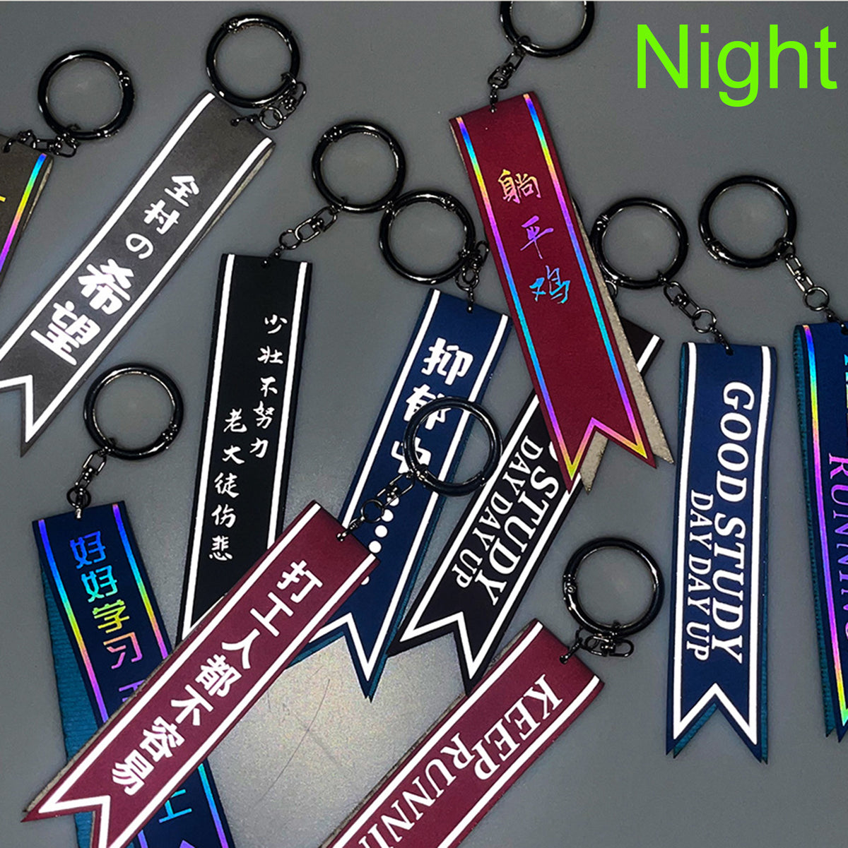 Reflective Suede Leather Keychain Reflective Straps Backpack Pendants
